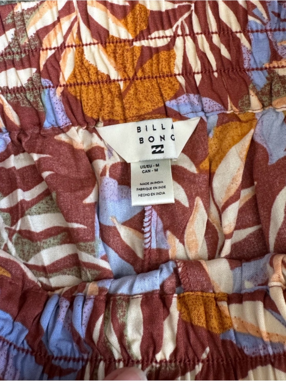 Billabong Flowy Wide Leg Colorful Pants with Pocket Size M Made in India Floral - Picture 4 of 6